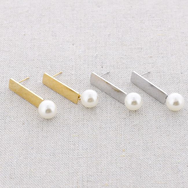 PEARL HANGING STEEL EARRINGS