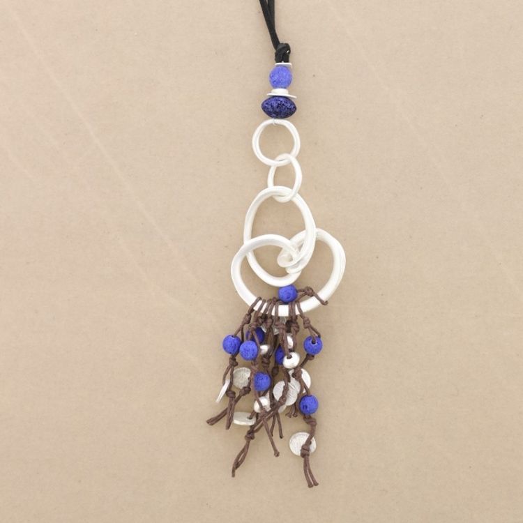 COLLAR LARGO COLGANTE METAL CUENTAS LAVAS 2