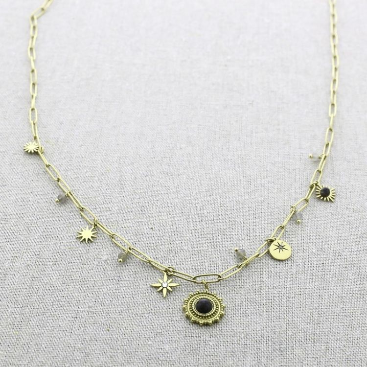COLLAR ACERO CADENA COLGANTES MEDALLAS 71CM