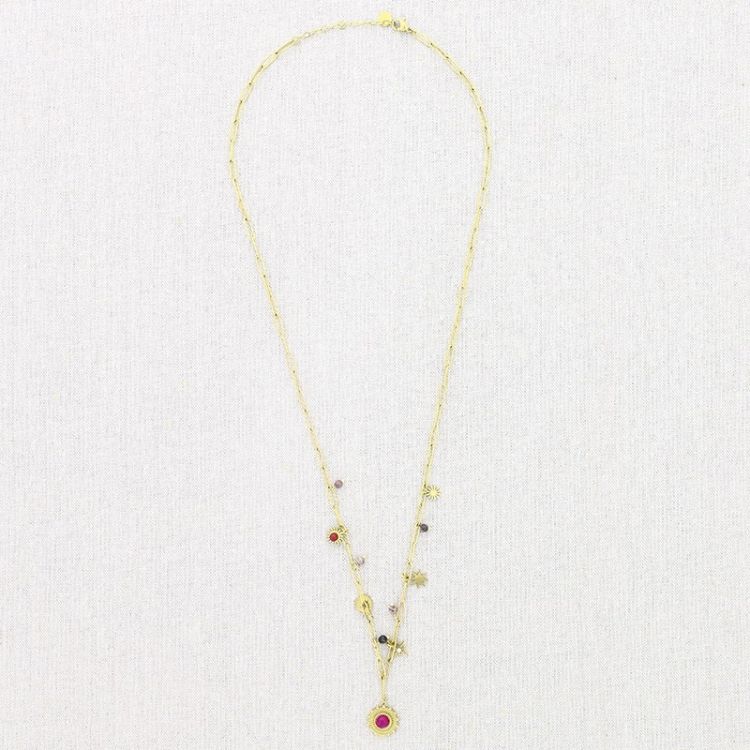 COLLAR ACERO CADENA COLGANTES MEDALLAS 71CM 2