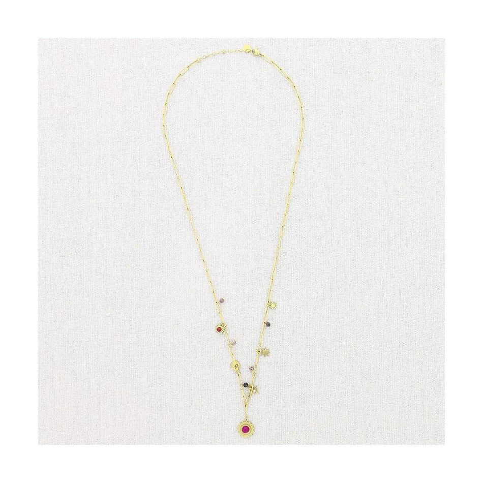 COLLAR ACERO CADENA COLGANTES MEDALLAS 71CM