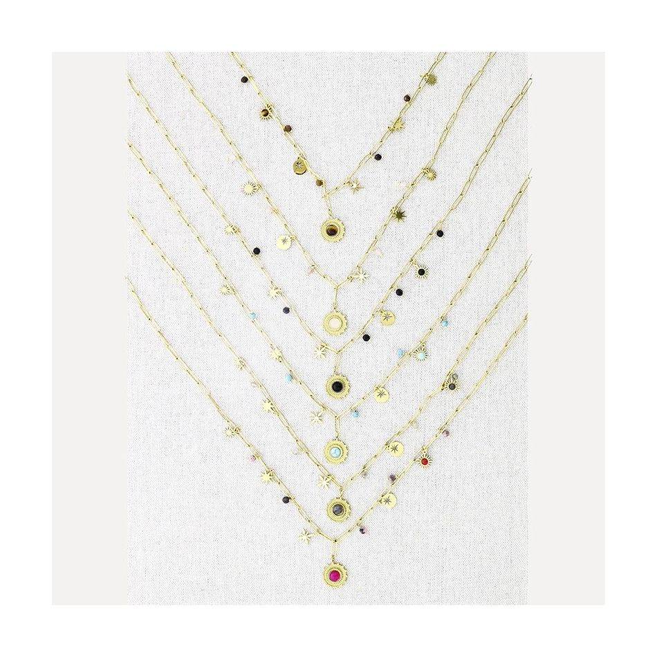 COLLAR ACERO CADENA COLGANTES MEDALLAS 71CM