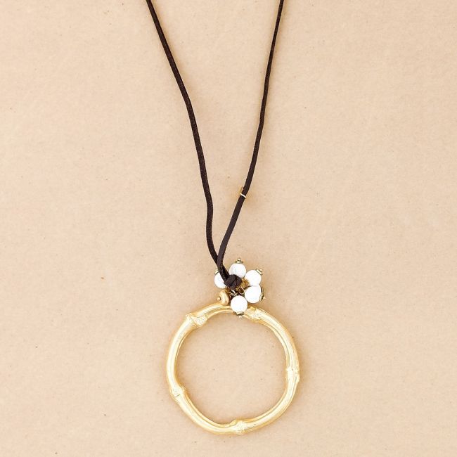 LONG NECKLACE LAVAS PENDANT WITH METAL RING