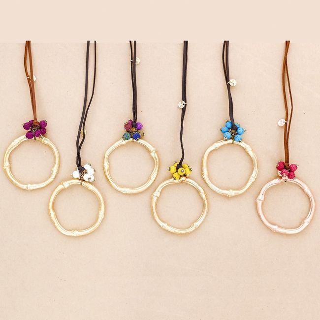 LONG NECKLACE LAVAS PENDANT WITH METAL RING