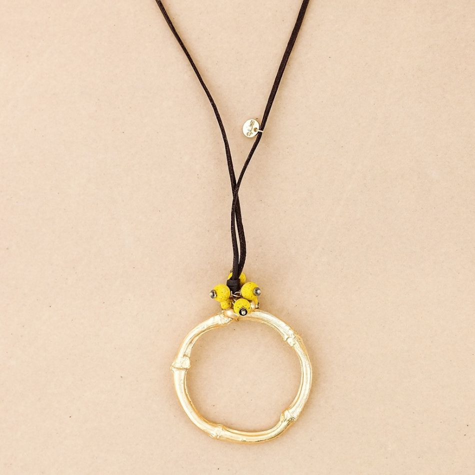 LONG NECKLACE LAVAS PENDANT WITH METAL RING