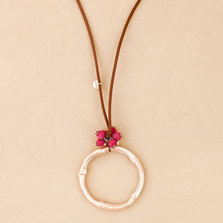 COLLAR LARGO COLGANTE CUENTAS LAVAS ANILLA METAL 2