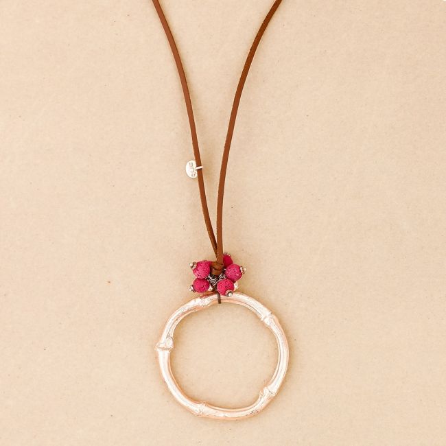 LONG NECKLACE LAVAS PENDANT WITH METAL RING