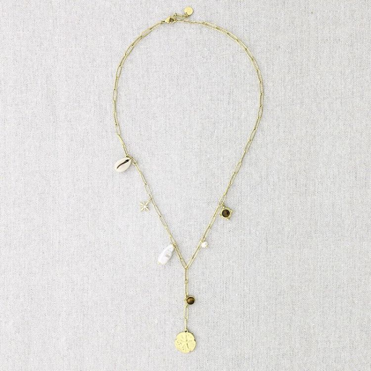 COLLAR ACERO CADENA MOTIVOS MARINOS 52CM 2
