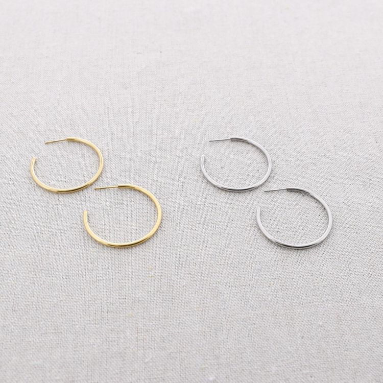 STEEL HOOP EARRINGS 3.5cm*2mm 2