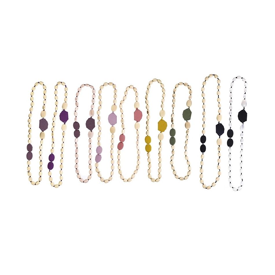 METAL IMITATION FABRIC BEADS LONG NECKLACE