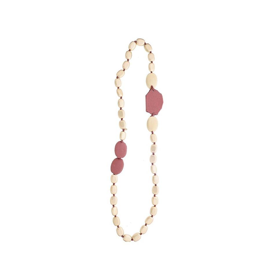 METAL IMITATION FABRIC BEADS LONG NECKLACE