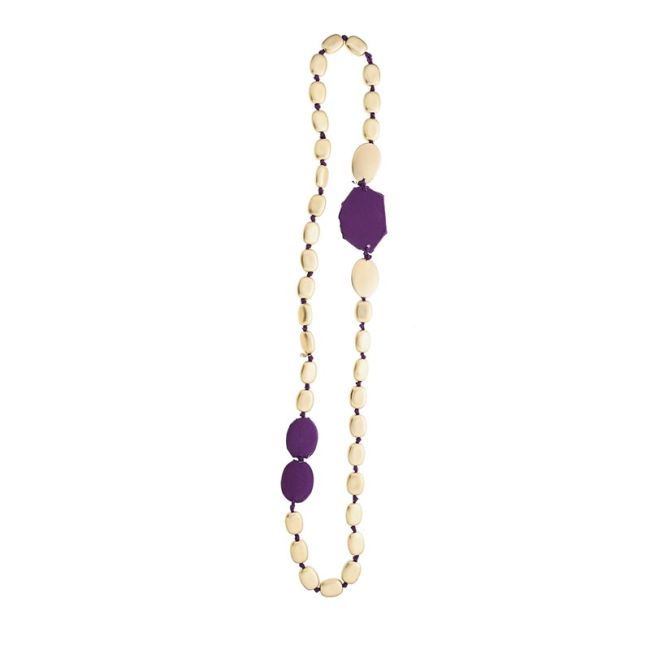 METAL IMITATION FABRIC BEADS LONG NECKLACE