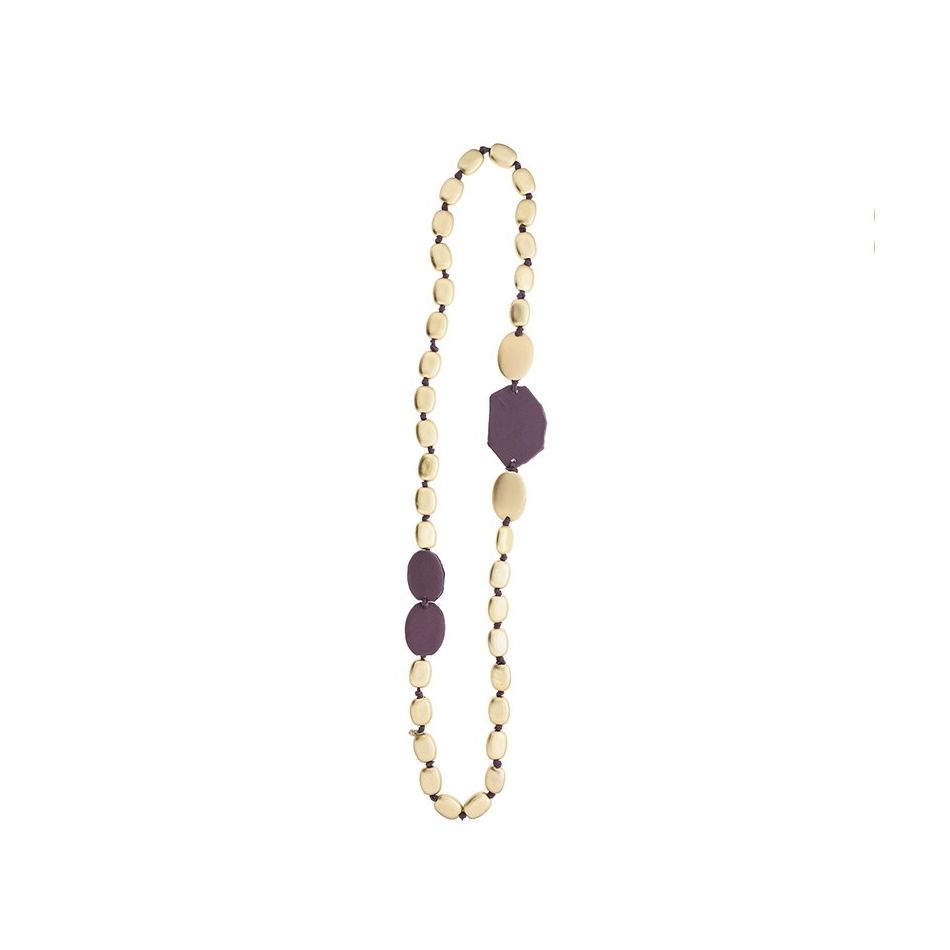 METAL IMITATION FABRIC BEADS LONG NECKLACE