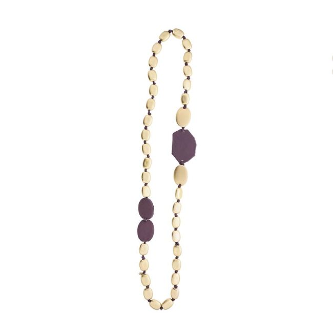 METAL IMITATION FABRIC BEADS LONG NECKLACE