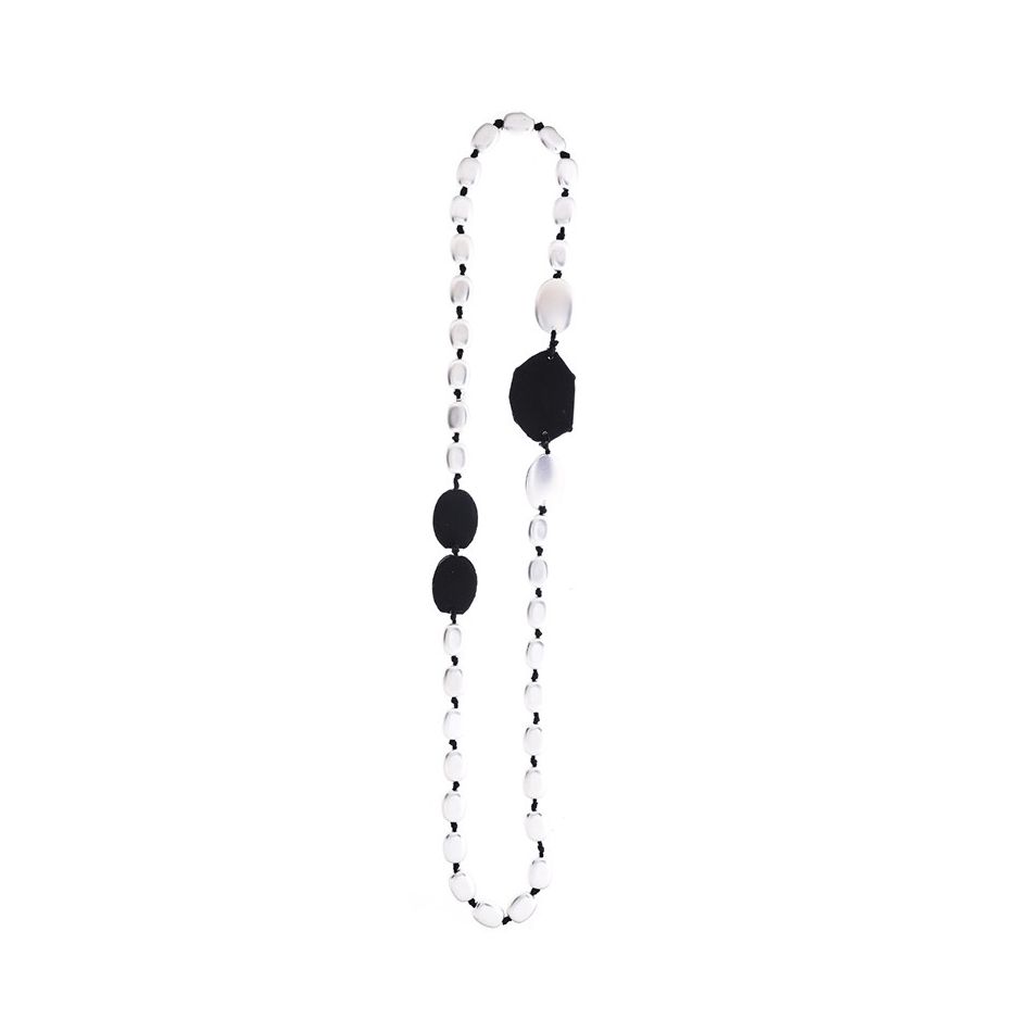 METAL IMITATION FABRIC BEADS LONG NECKLACE