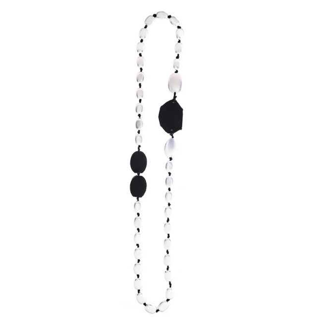 METAL IMITATION FABRIC BEADS LONG NECKLACE