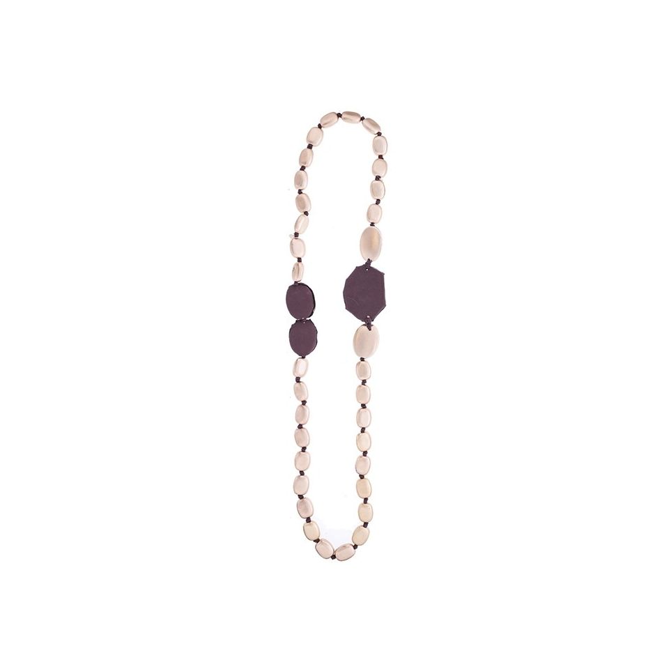 METAL IMITATION FABRIC BEADS LONG NECKLACE