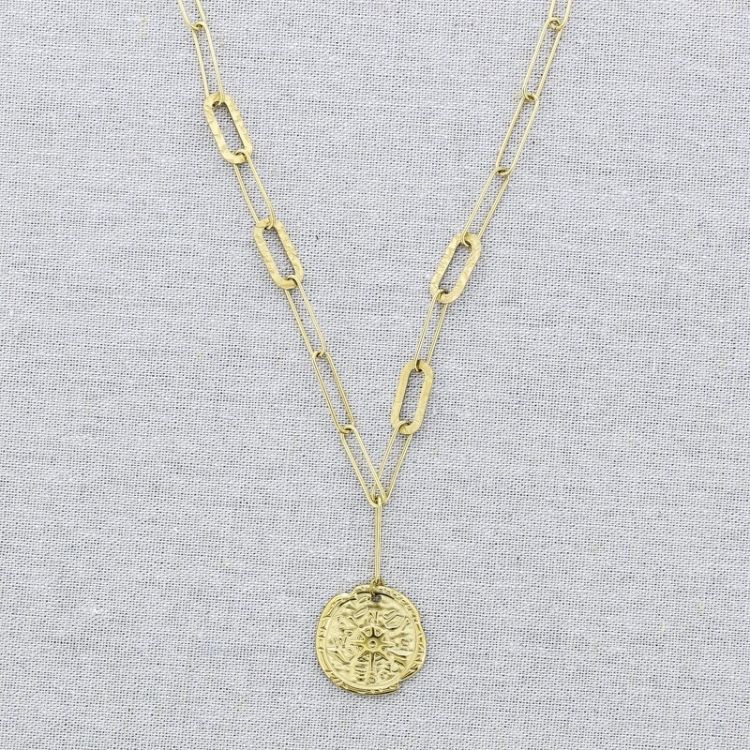 COLLAR ACERO CADENA COLGANTE MEDALLA 64 CM 2