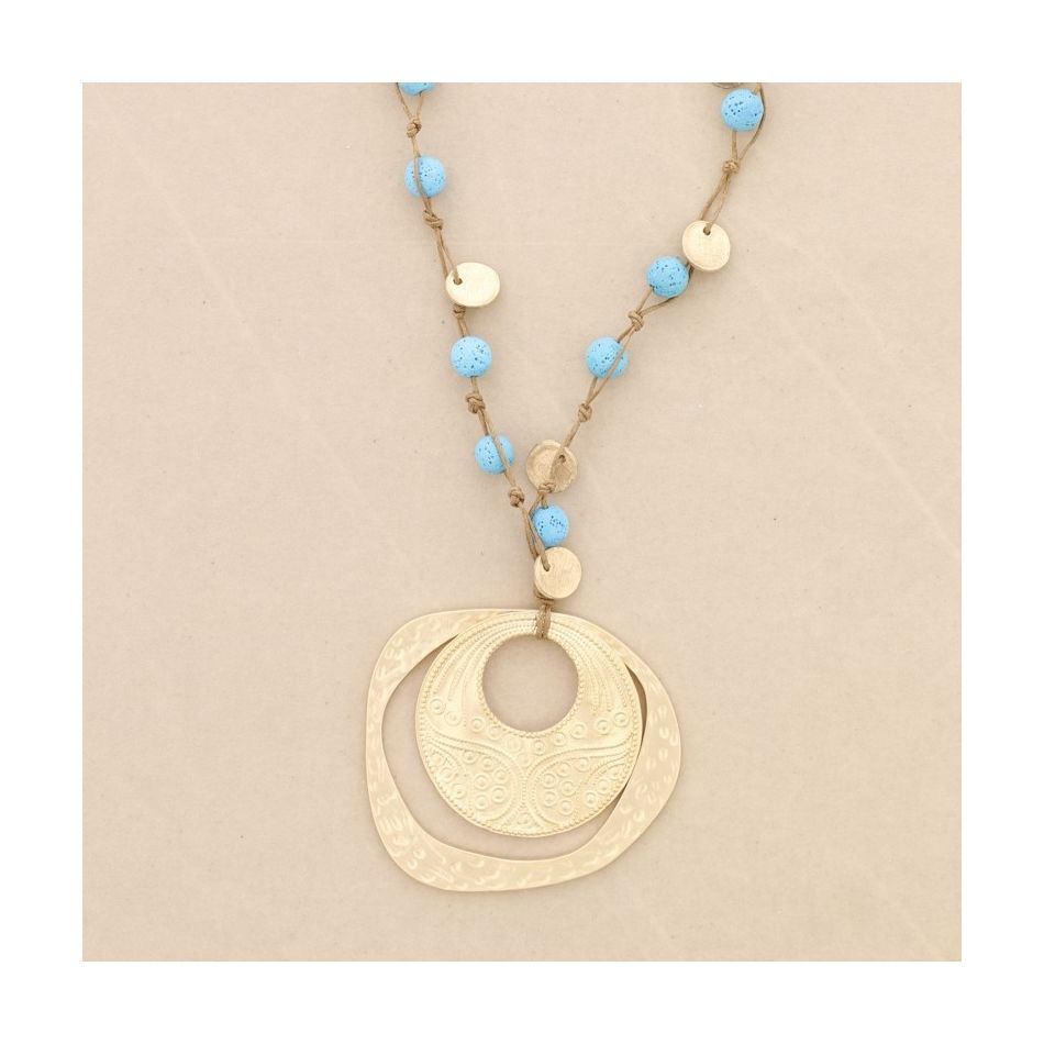 LONG DOUBLE METAL PENDANT NECKLACE
