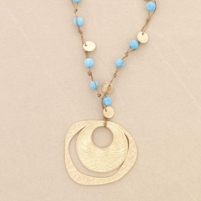 LONG DOUBLE METAL PENDANT NECKLACE