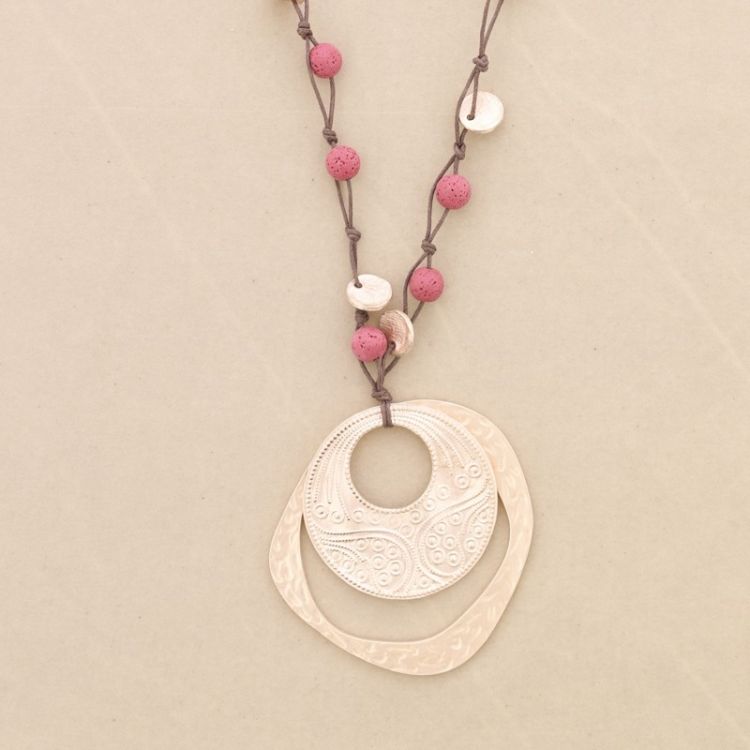 LONG DOUBLE METAL PENDANT NECKLACE 2