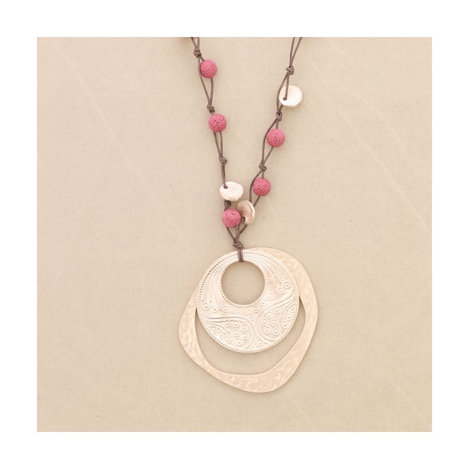 LONG DOUBLE METAL PENDANT NECKLACE
