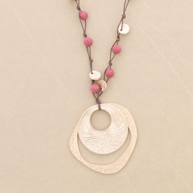 LONG DOUBLE METAL PENDANT NECKLACE