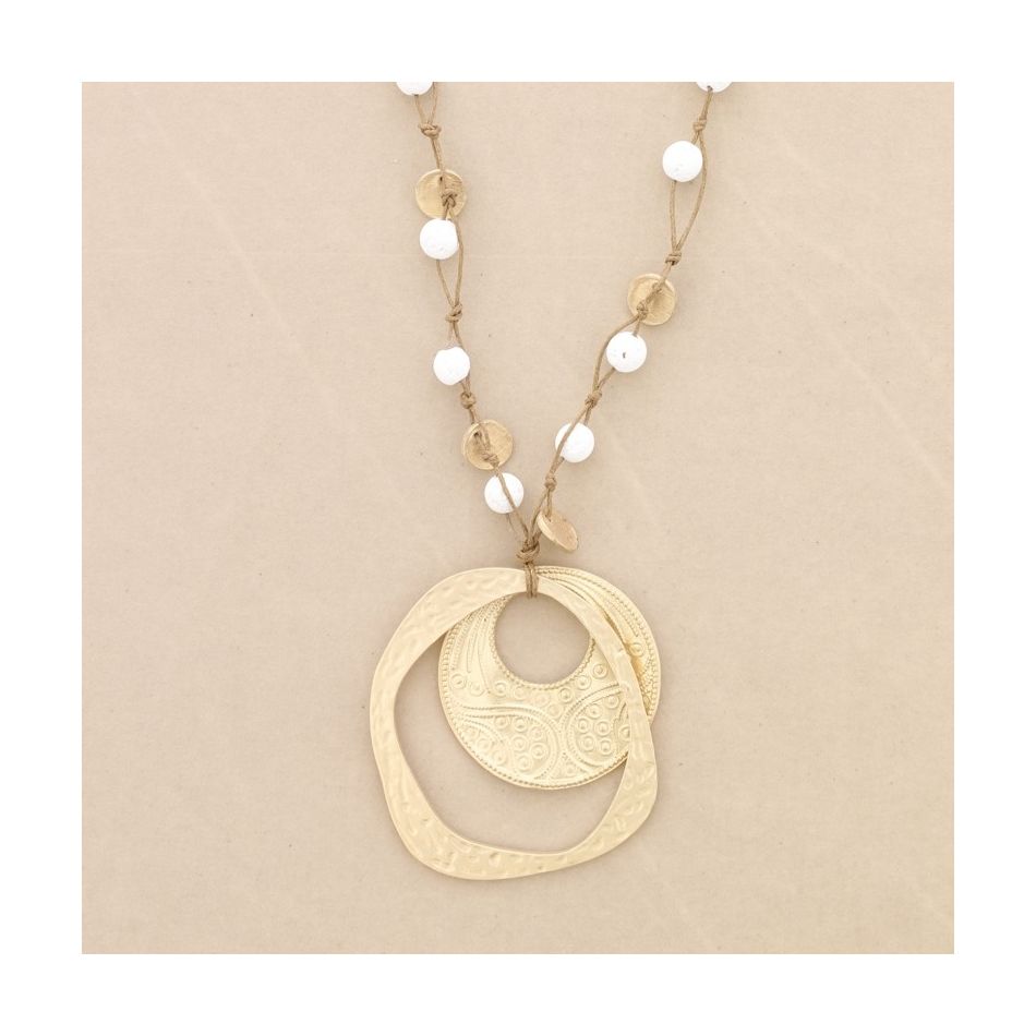 LONG DOUBLE METAL PENDANT NECKLACE
