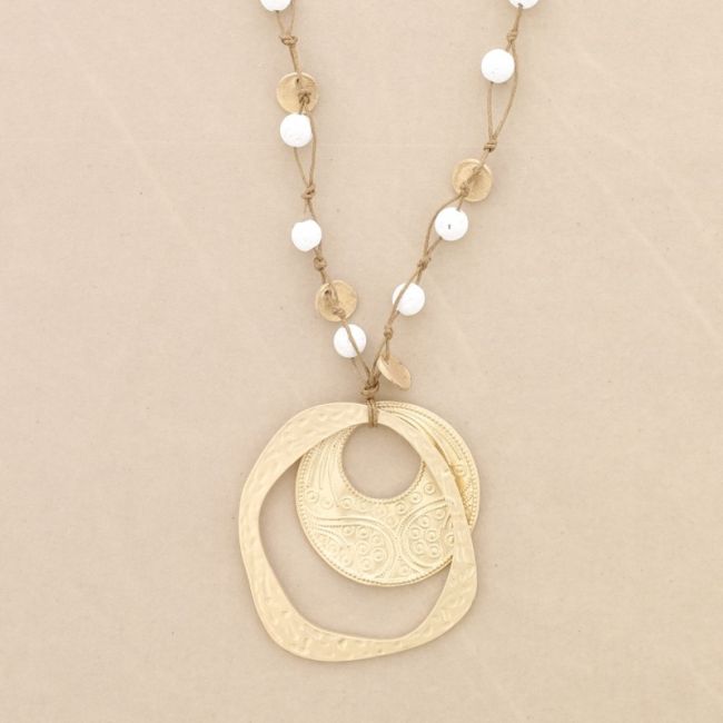 LONG DOUBLE METAL PENDANT NECKLACE