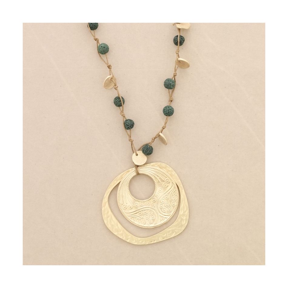 LONG DOUBLE METAL PENDANT NECKLACE