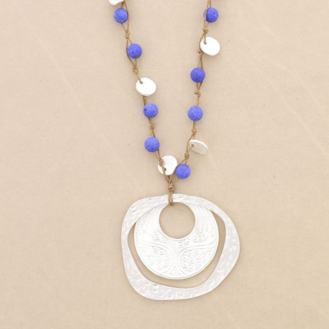 LONG DOUBLE METAL PENDANT NECKLACE