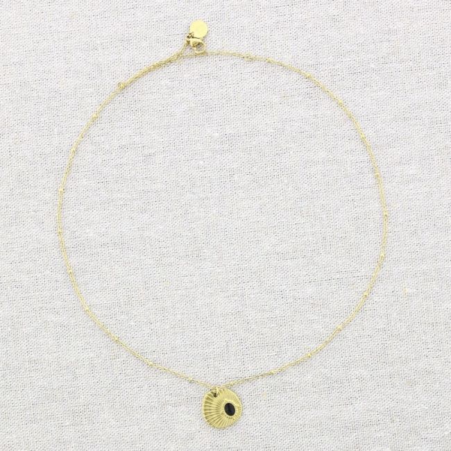 GARGANTILLA ACERO COLGANTE MEDALLA PIEDRA