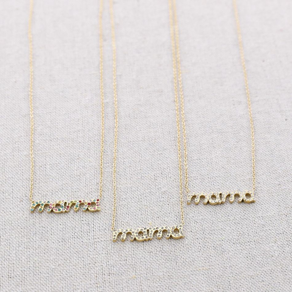 MOM CRYSTALS STEEL SHORT NECKLACE