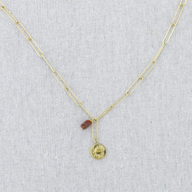 GARGANTILLA ACERO CADENA COLGANTE MEDALLA PIEDRA 2