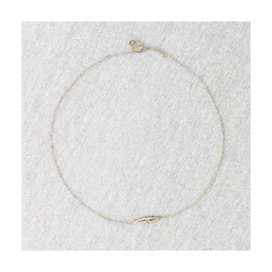 FEATHER STEEL SHORT NECKLACE