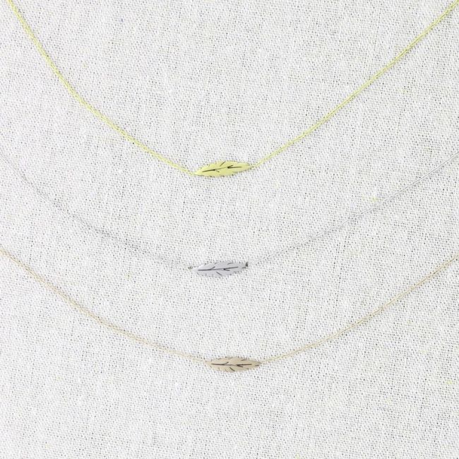 FEATHER STEEL SHORT NECKLACE
