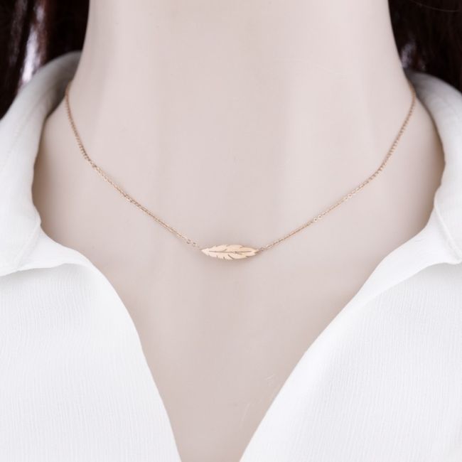 FEATHER STEEL SHORT NECKLACE