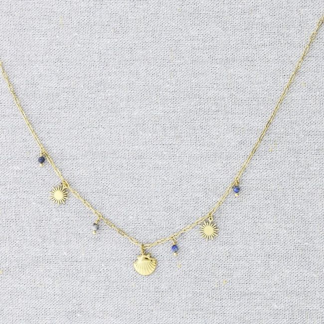 SHELL PENDANTS STEEL SHORT NECKLACE