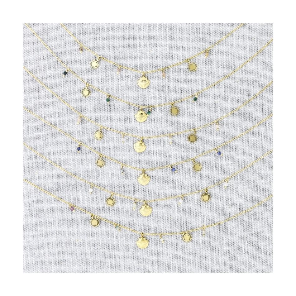SHELL PENDANTS STEEL SHORT NECKLACE