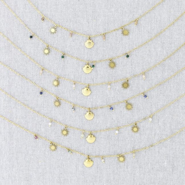 SHELL PENDANTS STEEL SHORT NECKLACE