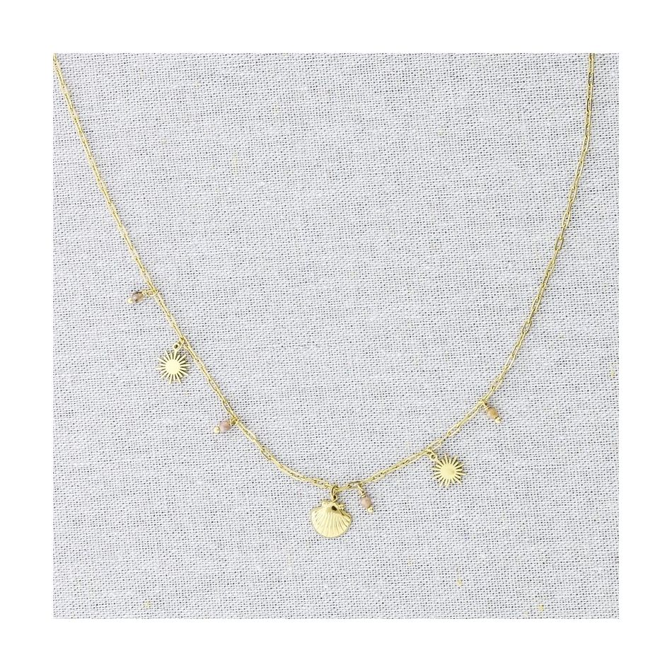 SHELL PENDANTS STEEL SHORT NECKLACE