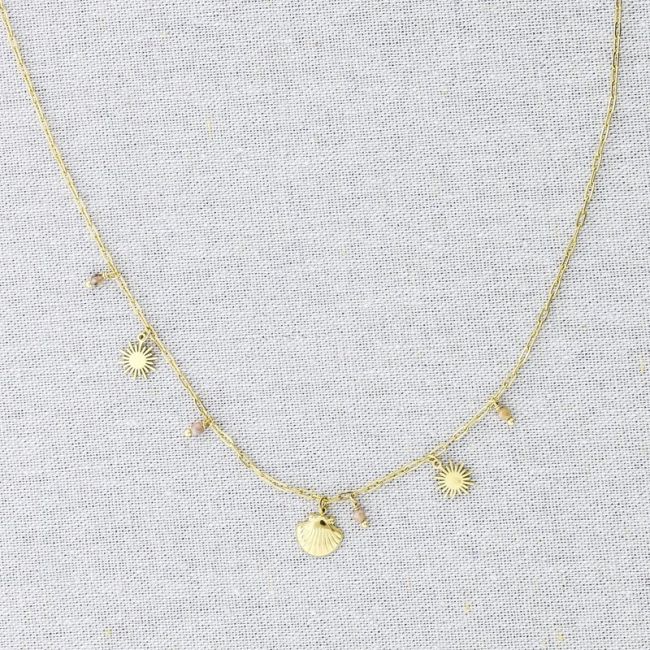 SHELL PENDANTS STEEL SHORT NECKLACE