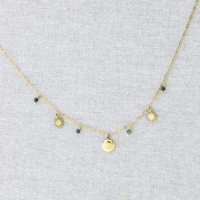 SHELL PENDANTS STEEL SHORT NECKLACE
