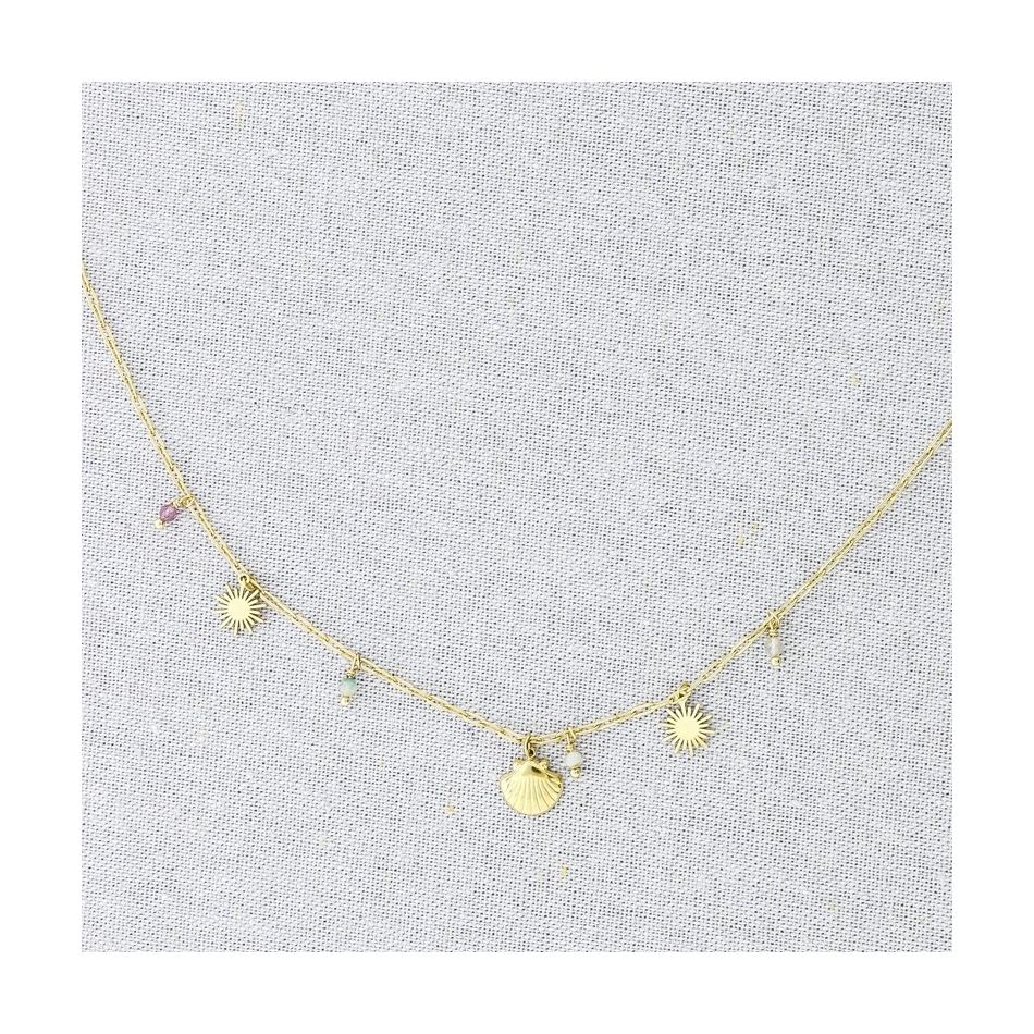 SHELL PENDANTS STEEL SHORT NECKLACE