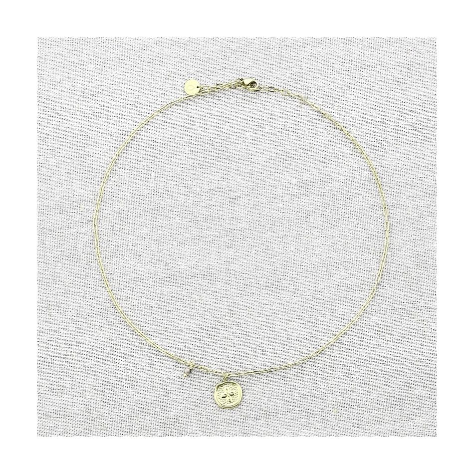 STEEL SHORT NECKLACE WITH SUN STONES PENDANTS