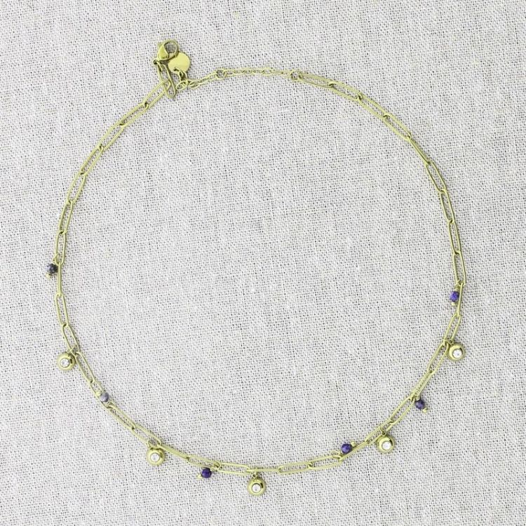 GARGANTILLA ACERO COLGANTES PIEDRAS STRASS