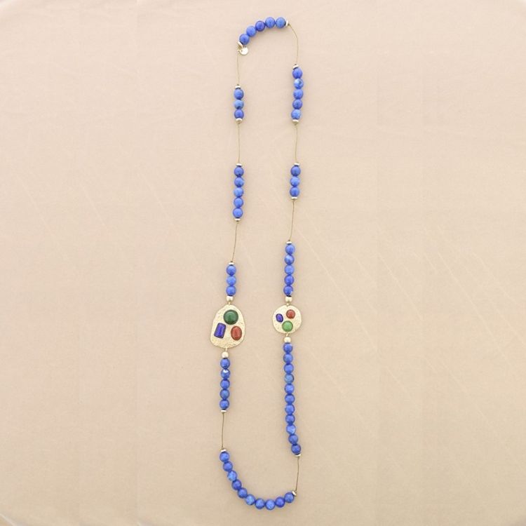 METAL RESIN BEADS LONG NECKLACE
