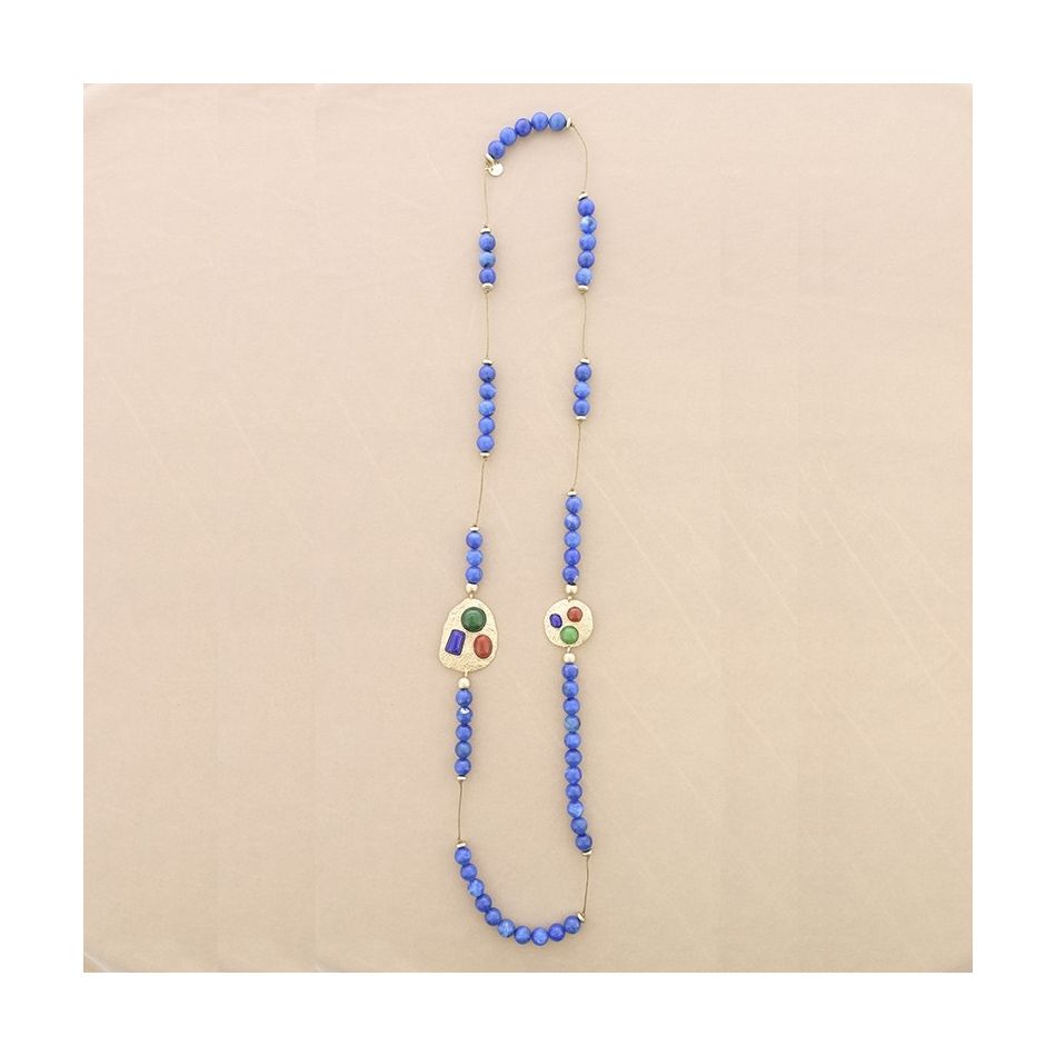 METAL RESIN BEADS LONG NECKLACE