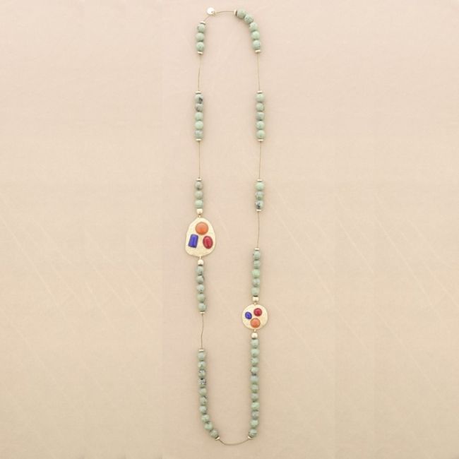COLLAR LARGO CUENTAS RESINA METAL