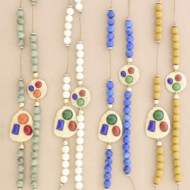 METAL RESIN BEADS LONG NECKLACE 2